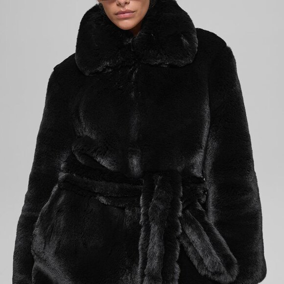 Alo Yoga Faux Fur Starstruck Coat Black - Picture 4 of 6